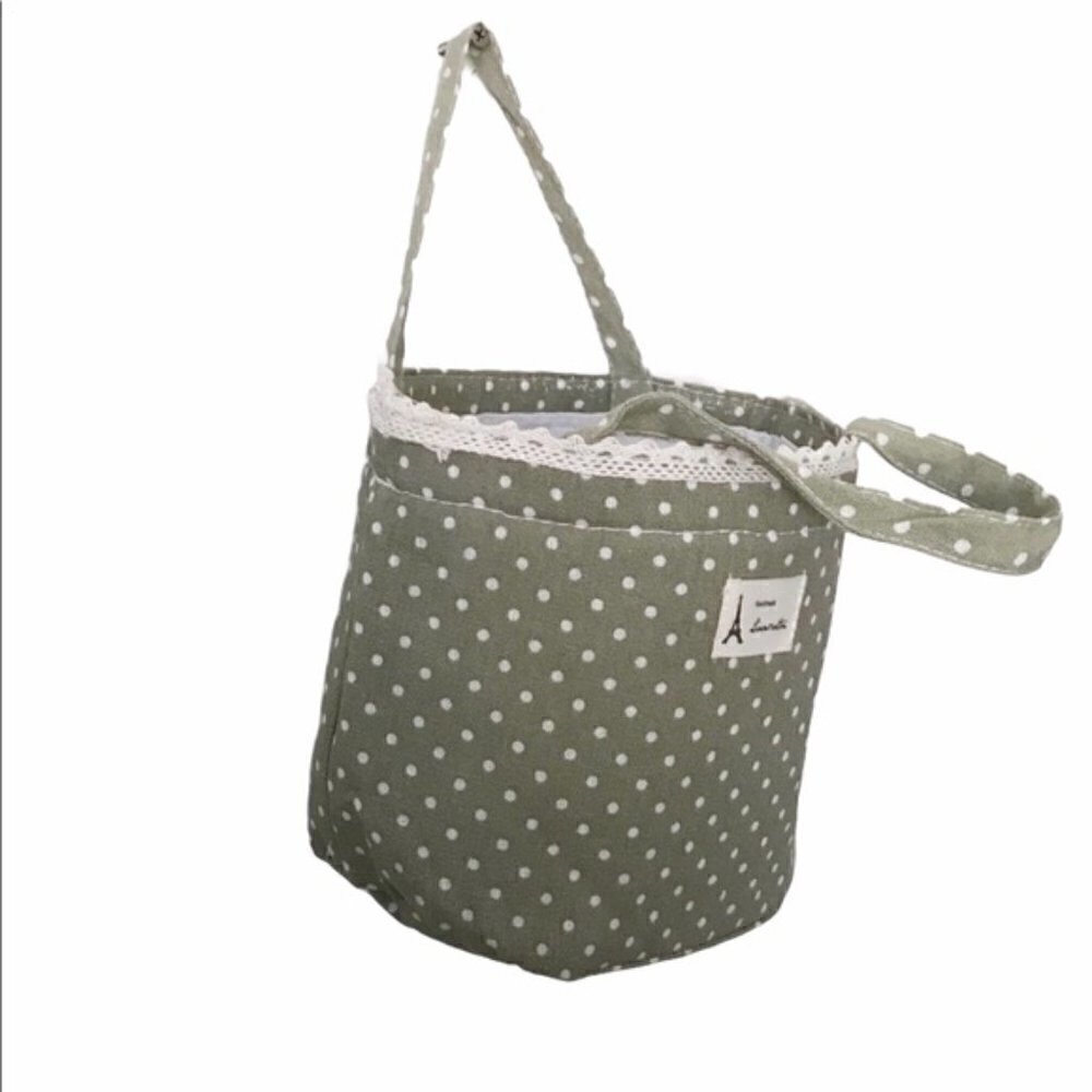 Mini Handmade Collapsible Green Bucket Bag - Picture 6 of 9